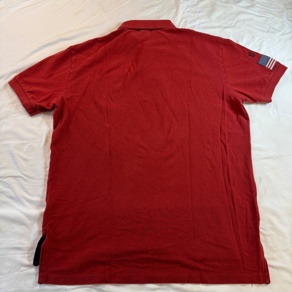 Y2K Polo Ralph Lauren Red USA Flag Big Pony Polo Shirt Men's Size Large - Picture 7 of 7